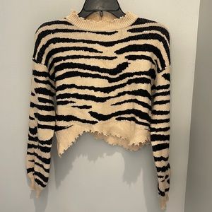 Tiger Crop Distressed Sweater